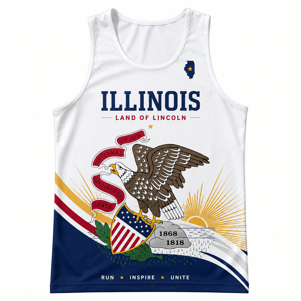 Illinois Running Tank Top Land of Lincoln 1818 Running Singlet for Men and Women
