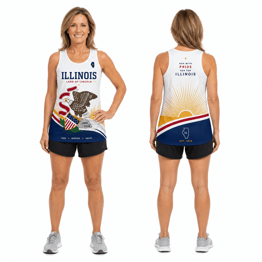 Illinois Running Tank Top Land of Lincoln 1818 Running Singlet for Men and Women