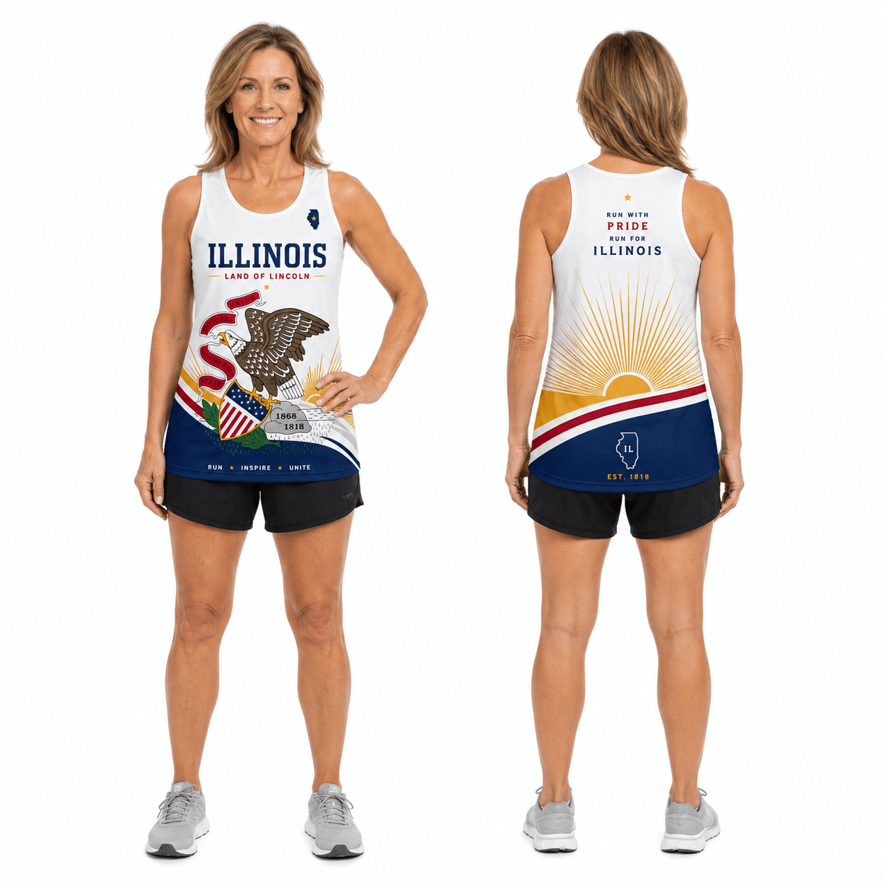 Illinois Running Tank Top Land of Lincoln 1818 Running Singlet for Men and Women