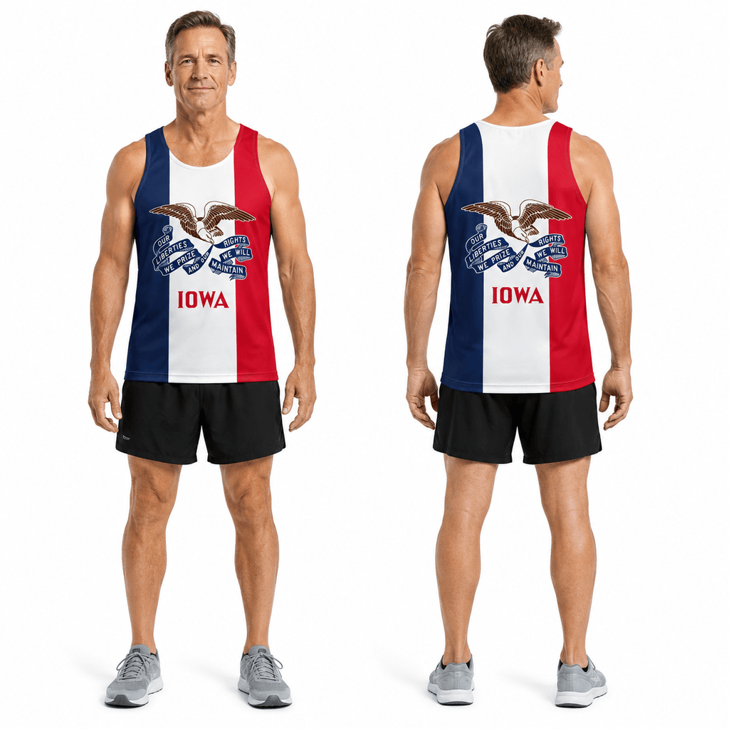 Iowa Running Tank Top State Eagle Iowa State Flag Running Singlet for Men and Women