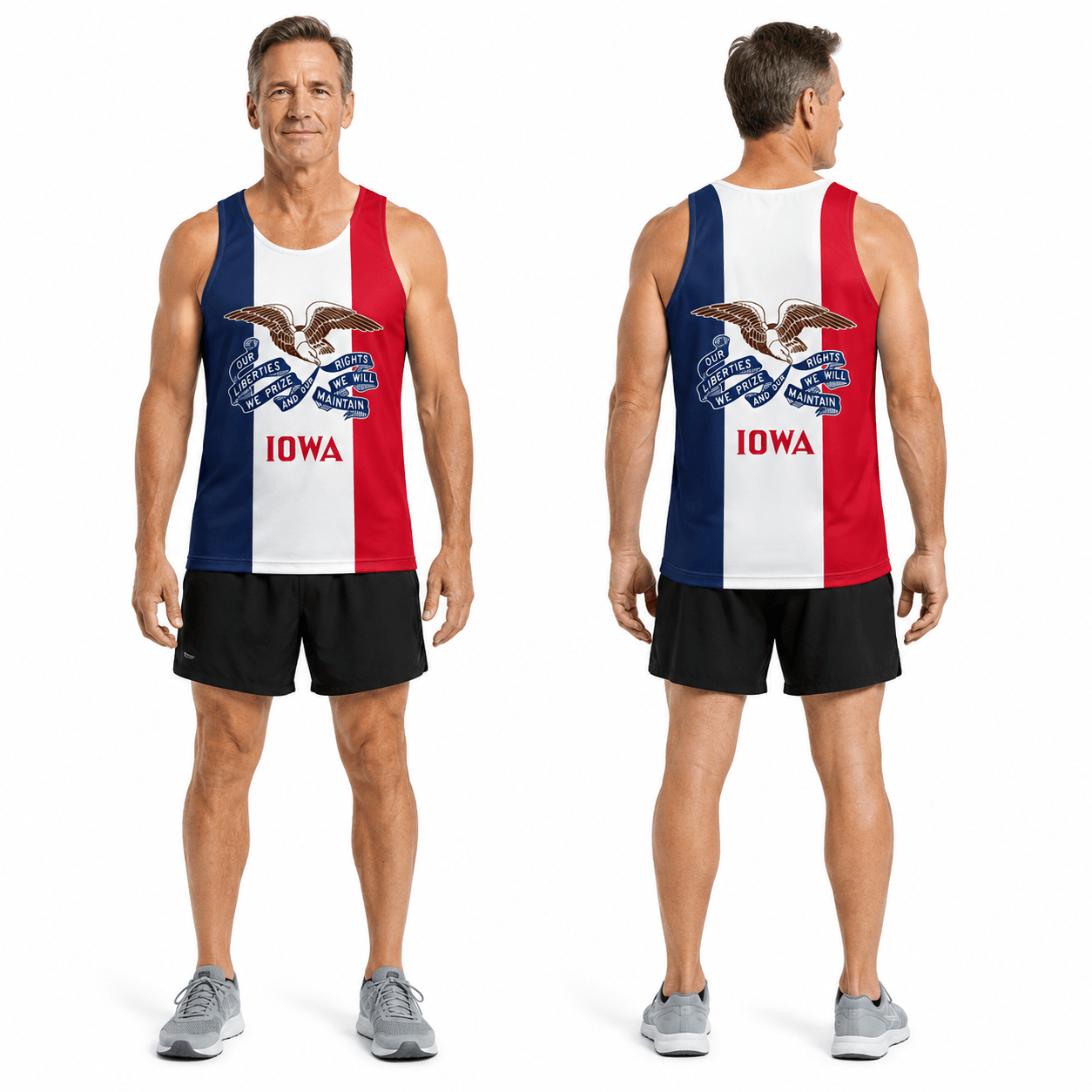 Iowa Running Tank Top State Eagle Iowa State Flag Running Singlet for Men and Women