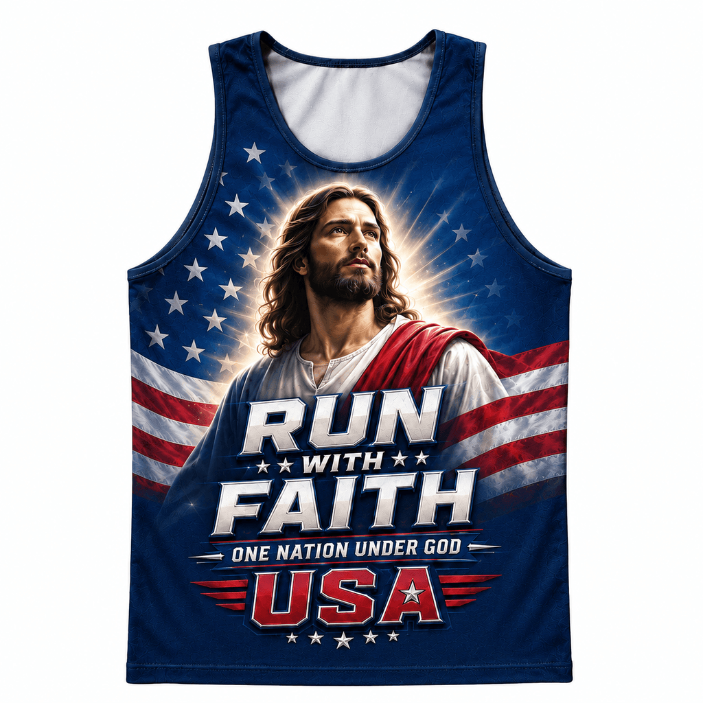 Jesus Saves Running Tank Top - Christian Tech Running Singlet
