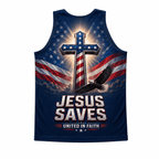 Jesus Saves Running Tank Top - Christian Tech Running Singlet