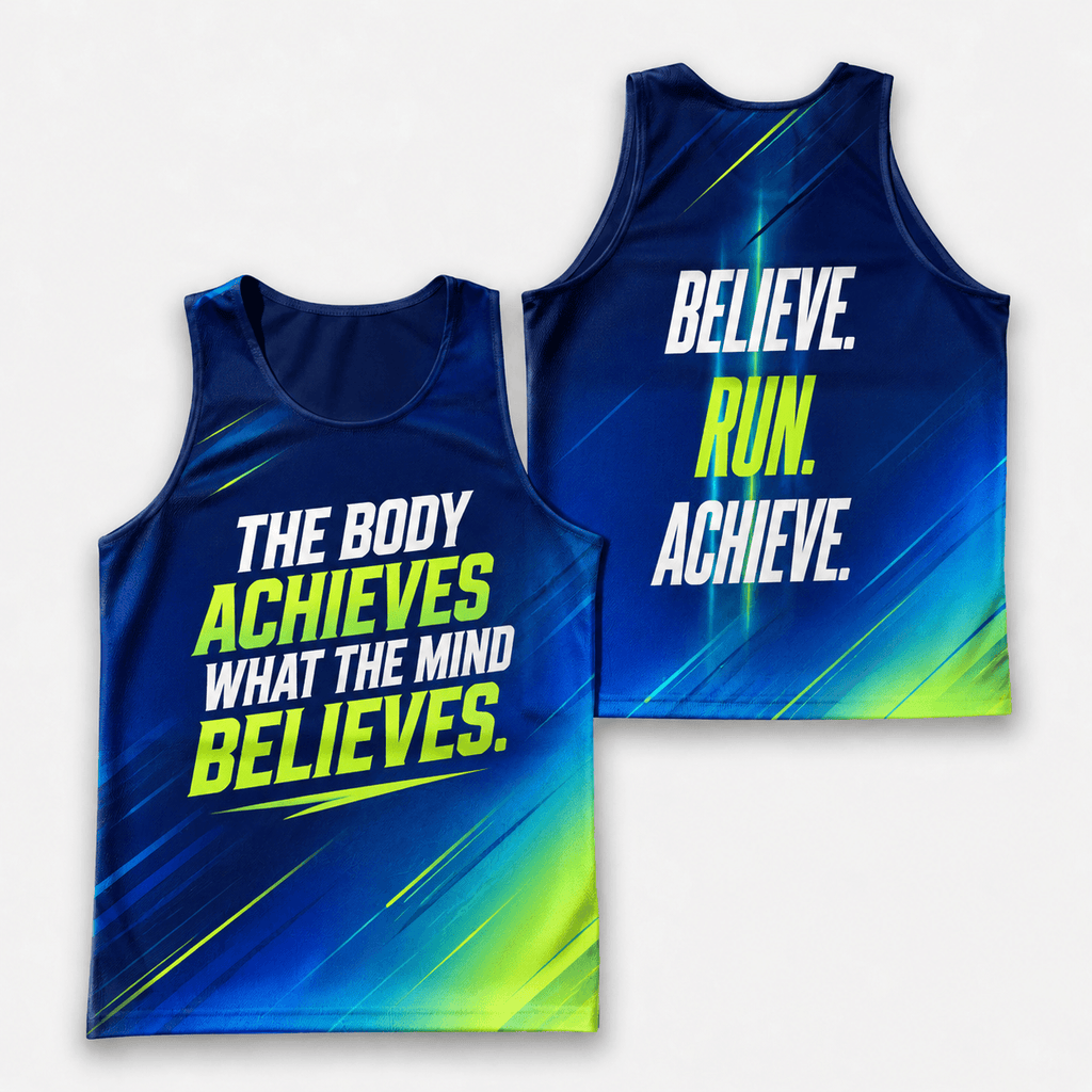 Motivational Quotes Running Tank Top Believe Run Achieve Running Singlet for Men and Women