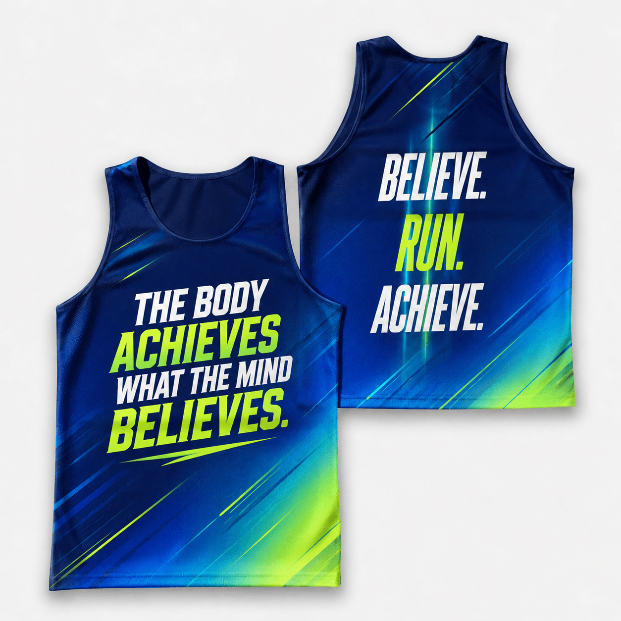 Motivational Quotes Running Tank Top Believe Run Achieve Running Singlet for Men and Women