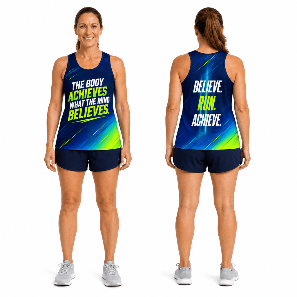 Motivational Quotes Running Tank Top Believe Run Achieve Running Singlet for Men and Women