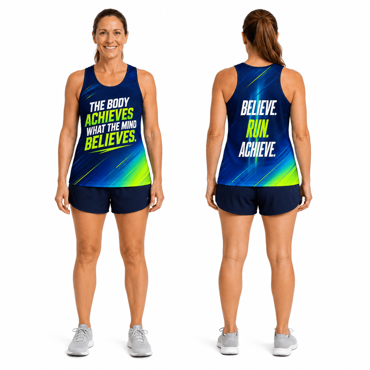 Motivational Quotes Running Tank Top Believe Run Achieve Running Singlet for Men and Women