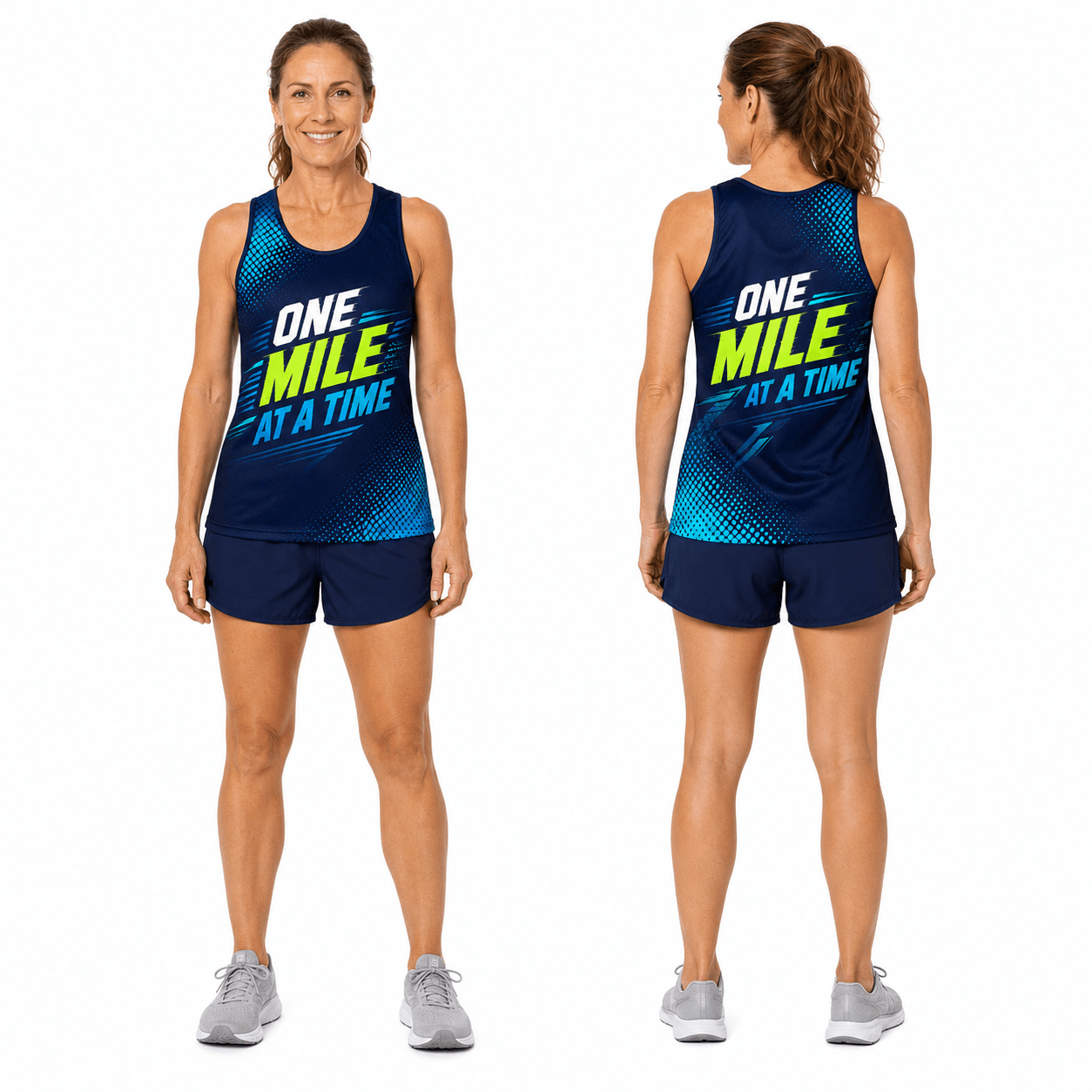 Motivational Quotes Running Tank Top One Mile At A Time Running Singlet for Men and Women