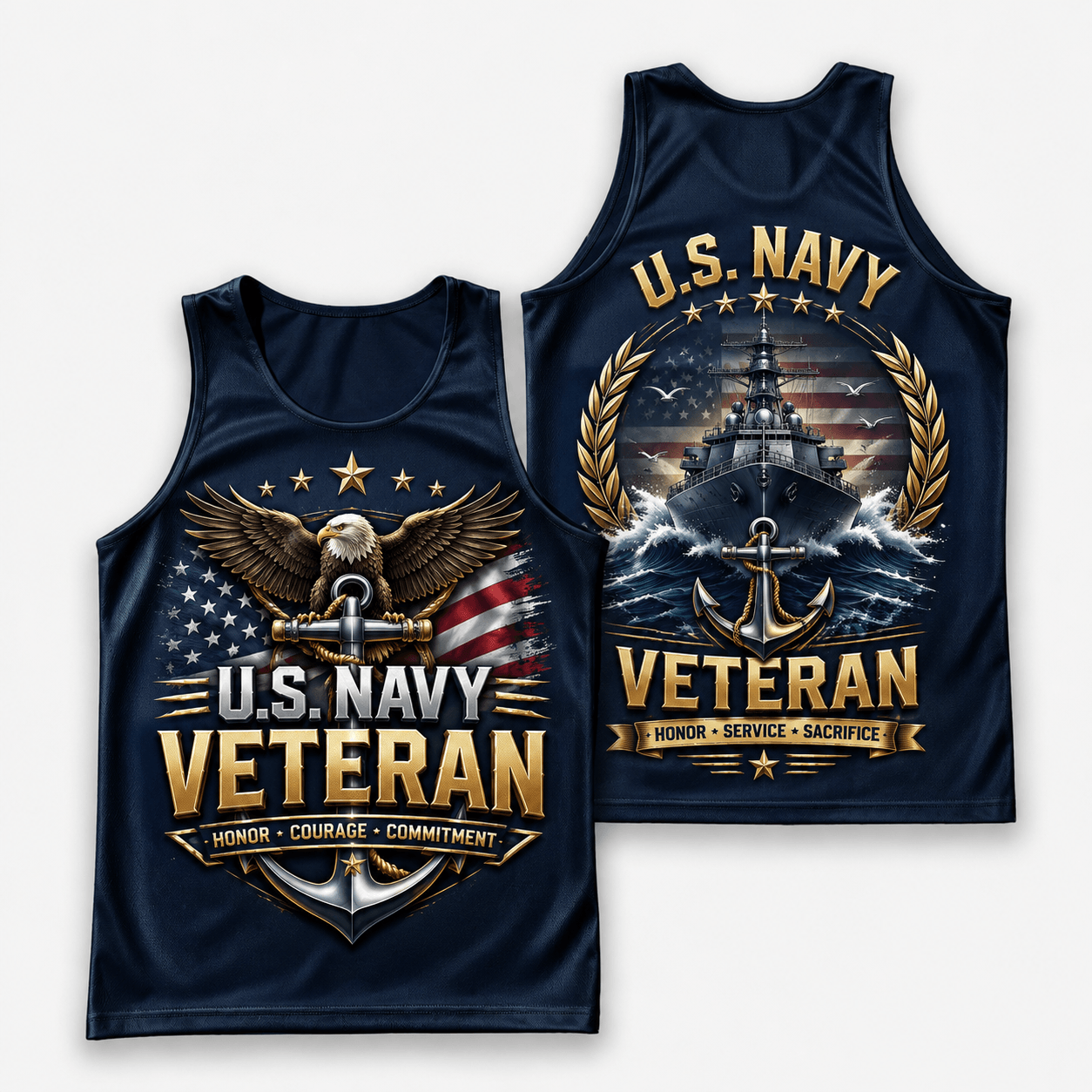 Veteran Running Tank Top - Navy Veteran Tech Running Singlet
