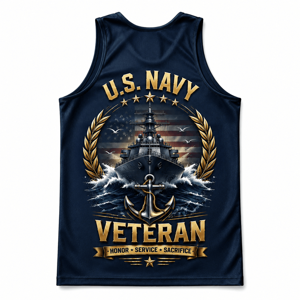 Veteran Running Tank Top - Navy Veteran Tech Running Singlet