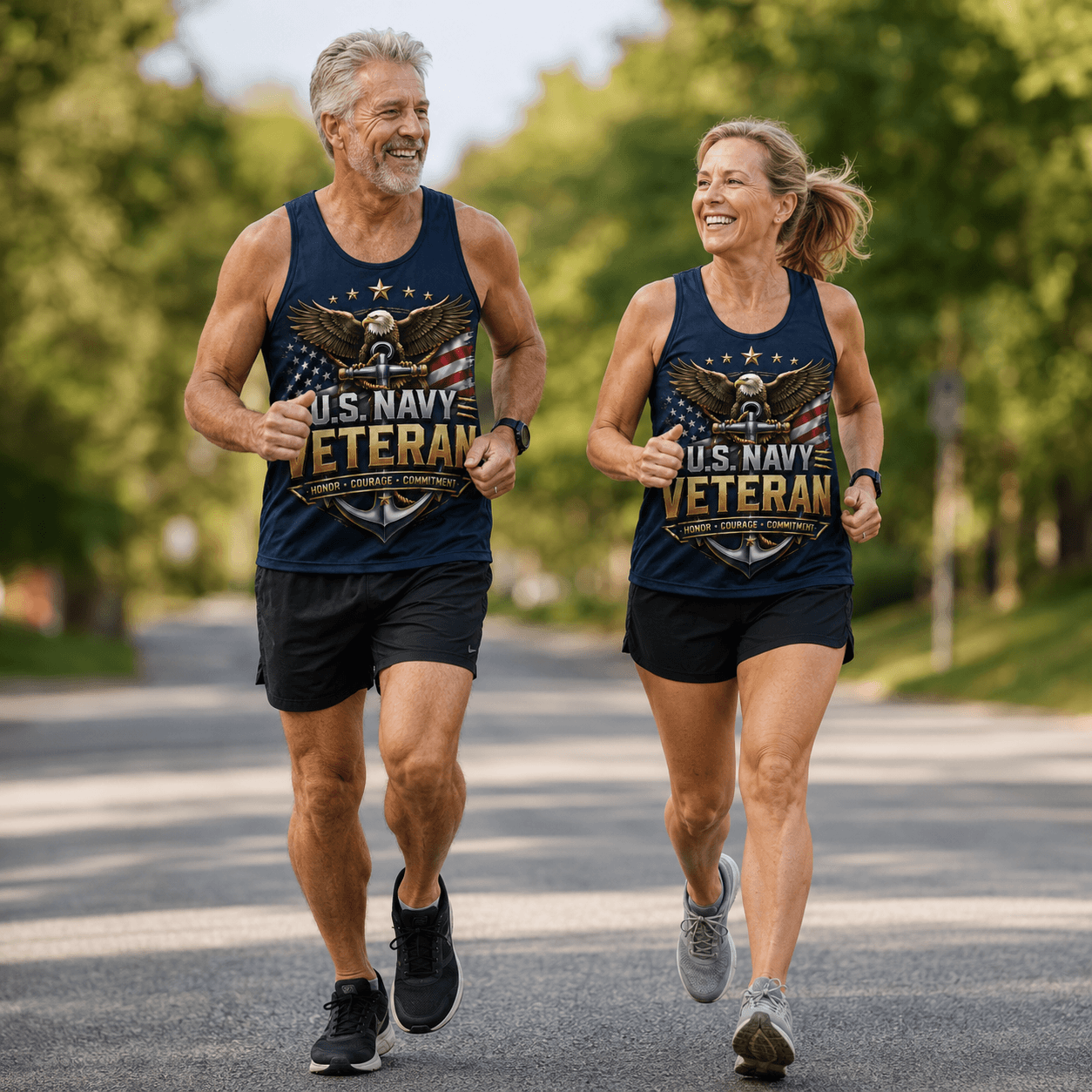 Veteran Running Tank Top - Navy Veteran Tech Running Singlet
