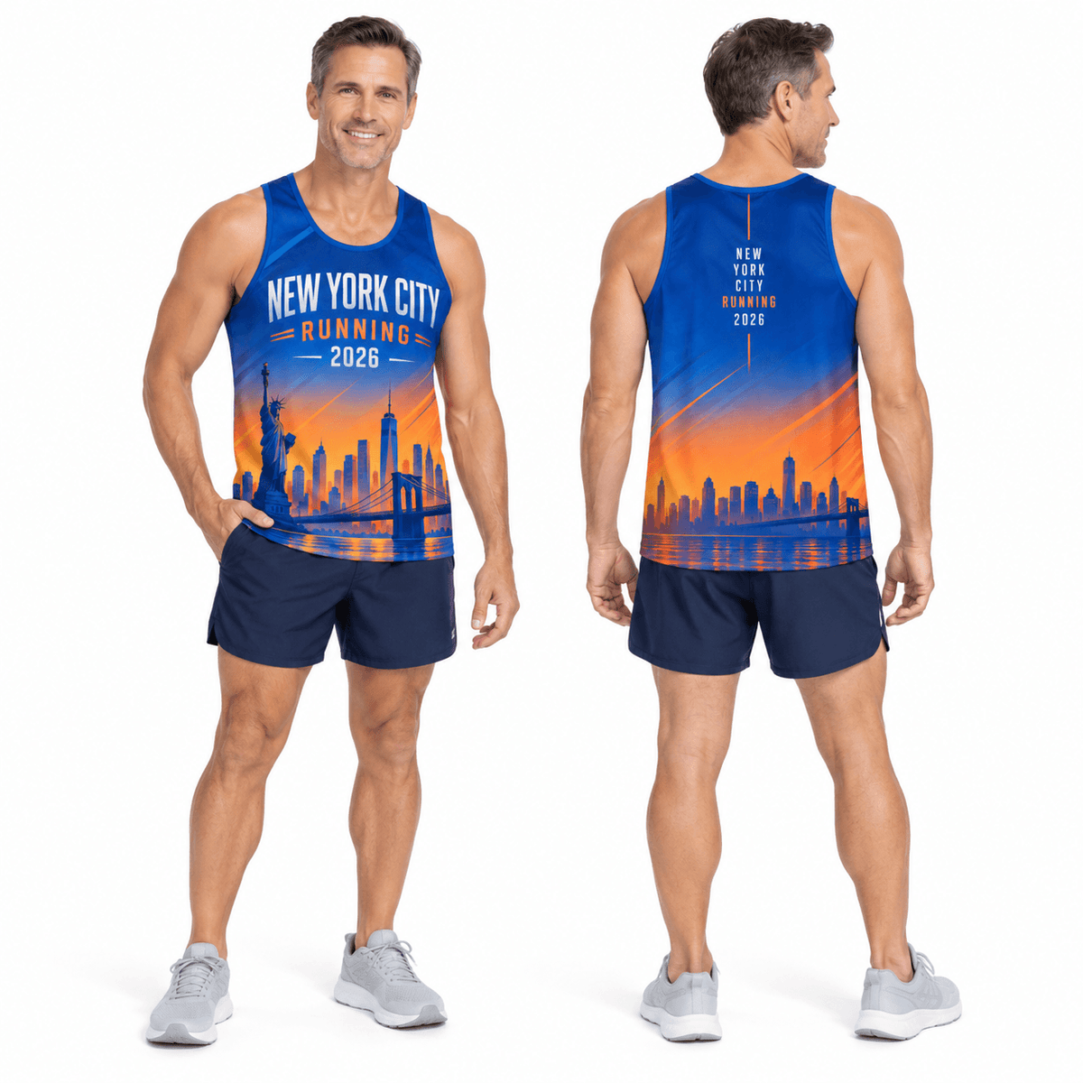 New York Running Tank Top 2026 Orange Horizon NYC Running Singlet for Men and Women