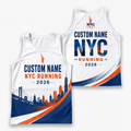 New York Running Tank Top Custom Name 2026 Blue Orange NYC Running Singlet for Men and Women