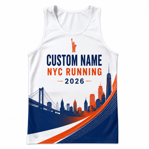 New York Running Tank Top Custom Name 2026 Blue Orange NYC Running Singlet for Men and Women