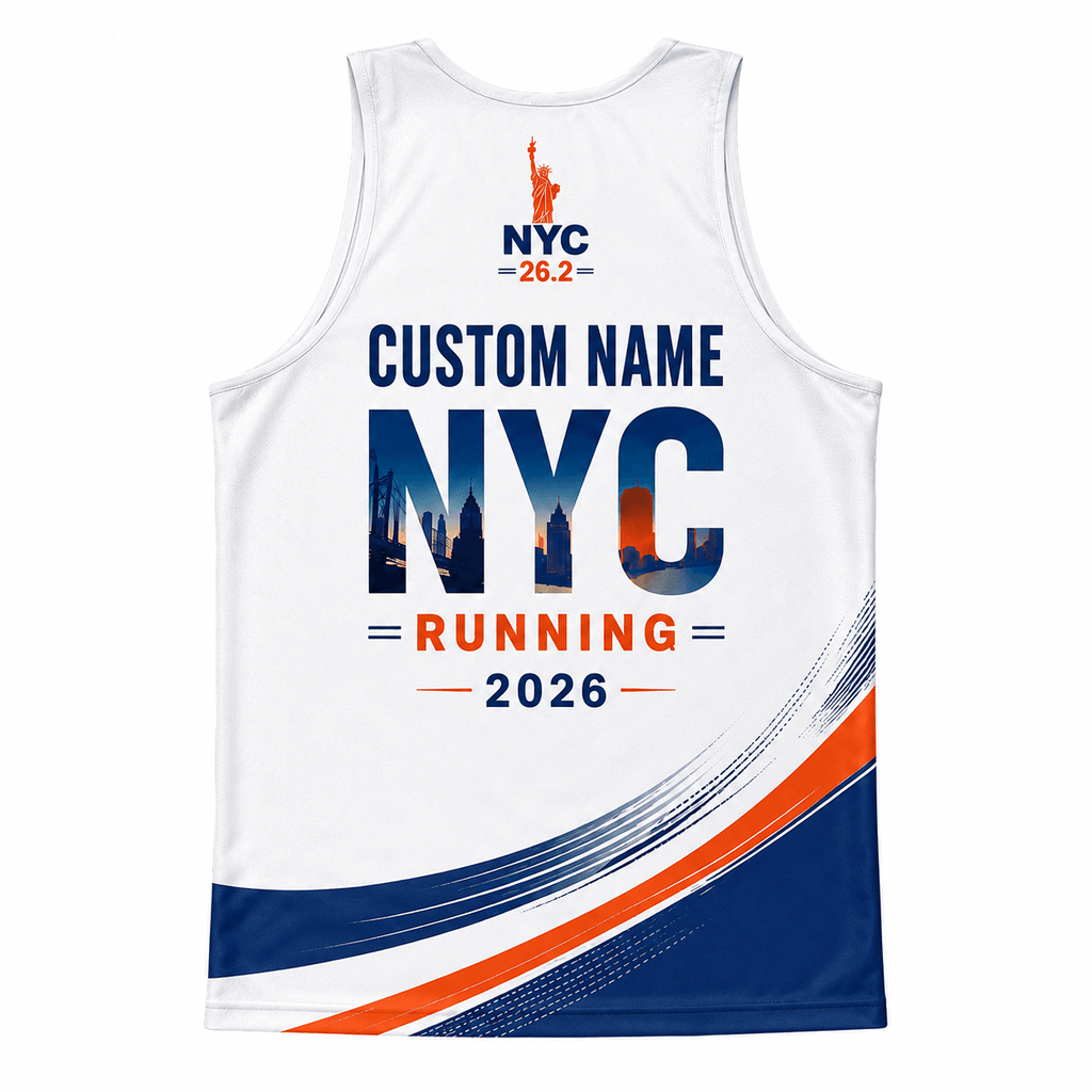 New York Running Tank Top Custom Name 2026 Blue Orange NYC Running Singlet for Men and Women
