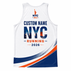 New York Running Tank Top Custom Name 2026 Blue Orange NYC Running Singlet for Men and Women