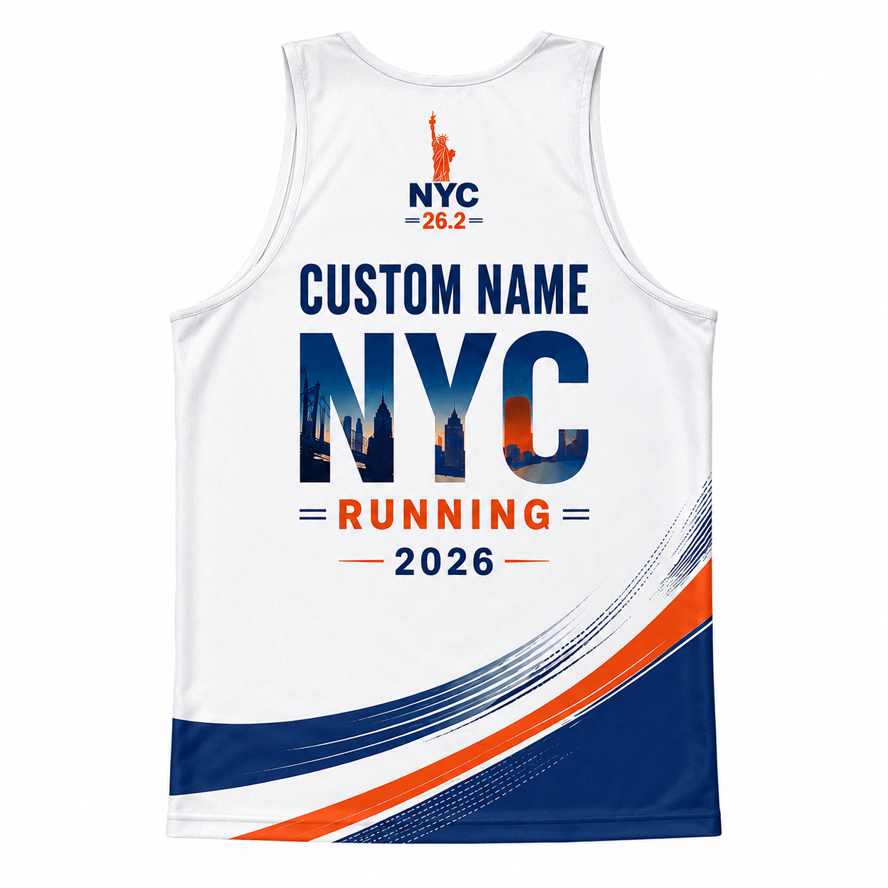 New York Running Tank Top Custom Name 2026 Blue Orange NYC Running Singlet for Men and Women
