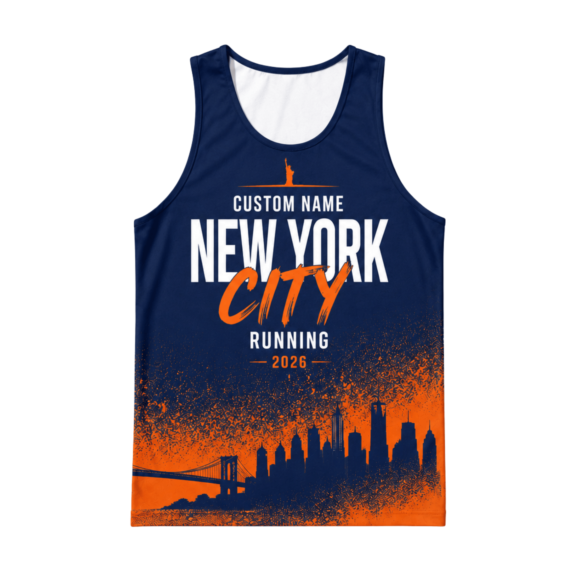 New York Running Tank Top Custom Name 2026 Midnight Orange City Running Singlet for Men and Women