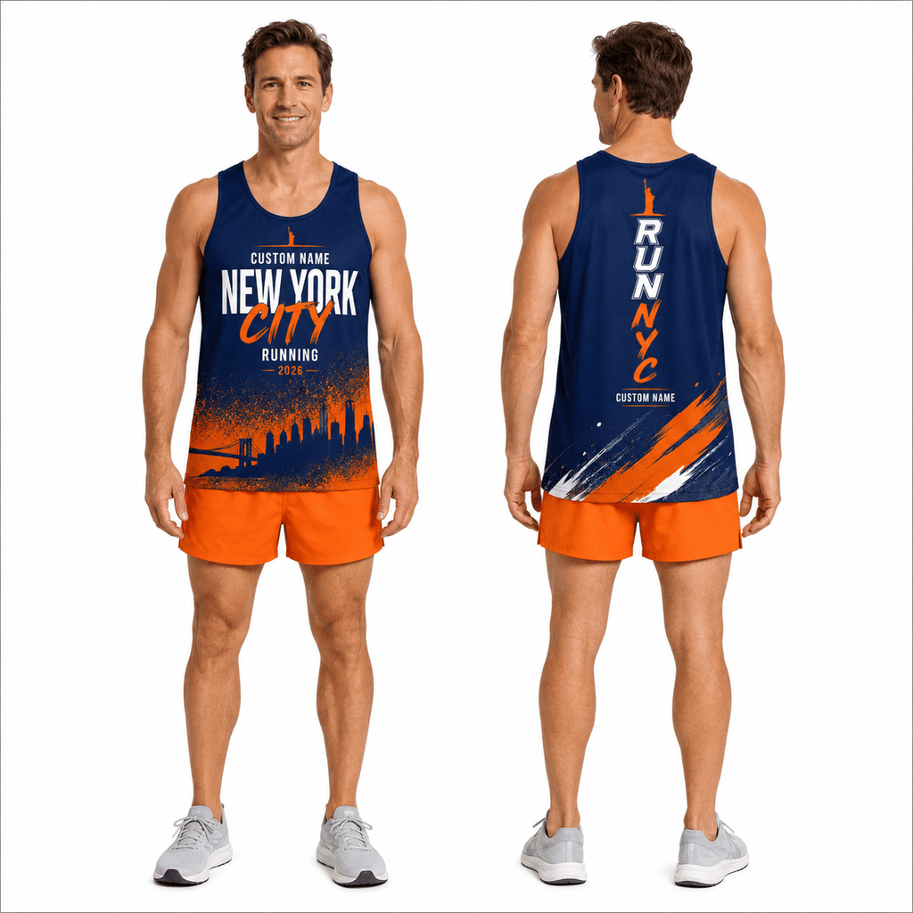 New York Running Tank Top Custom Name 2026 Midnight Orange City Running Singlet for Men and Women
