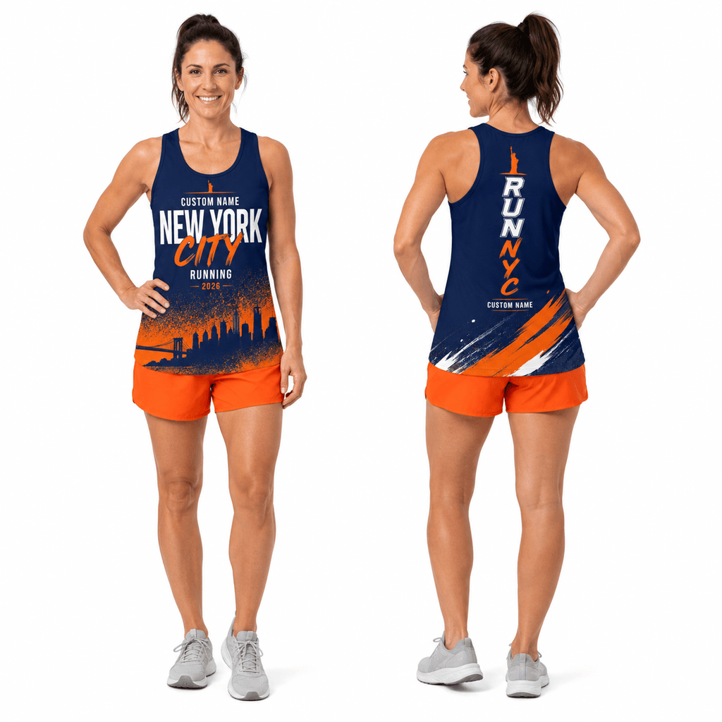 New York Running Tank Top Custom Name 2026 Midnight Orange City Running Singlet for Men and Women