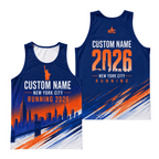 New York Running Tank Top Custom Name 2026 Orange Dusk NYC Running Singlet for Men and Women