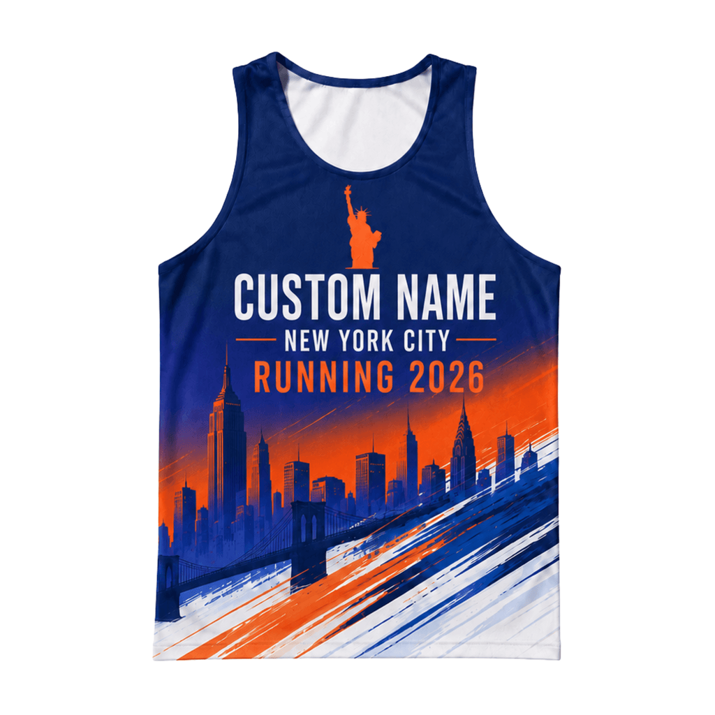 New York Running Tank Top Custom Name 2026 Orange Dusk NYC Running Singlet for Men and Women