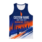 New York Running Tank Top Custom Name 2026 Orange Dusk NYC Running Singlet for Men and Women