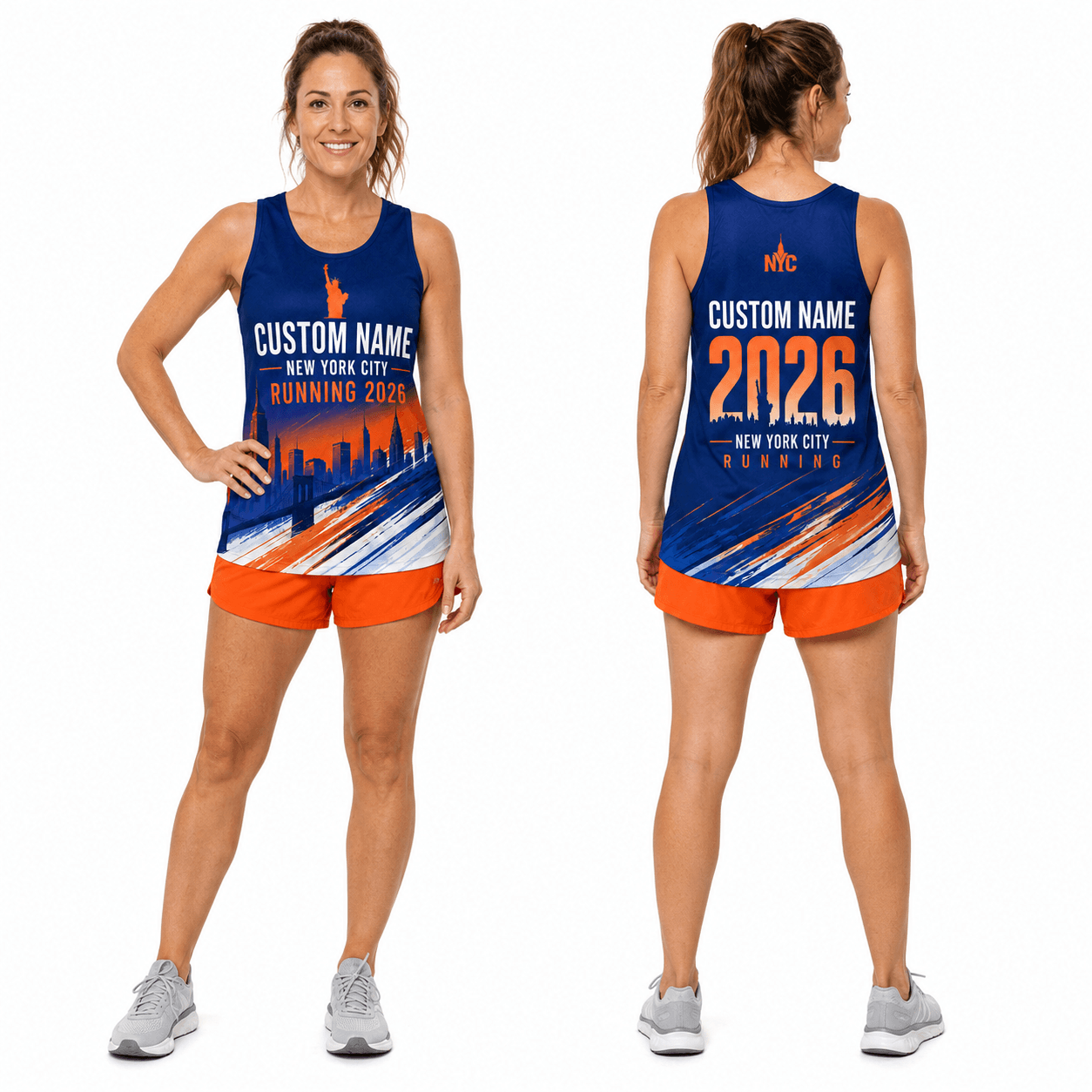 New York Running Tank Top Custom Name 2026 Orange Dusk NYC Running Singlet for Men and Women