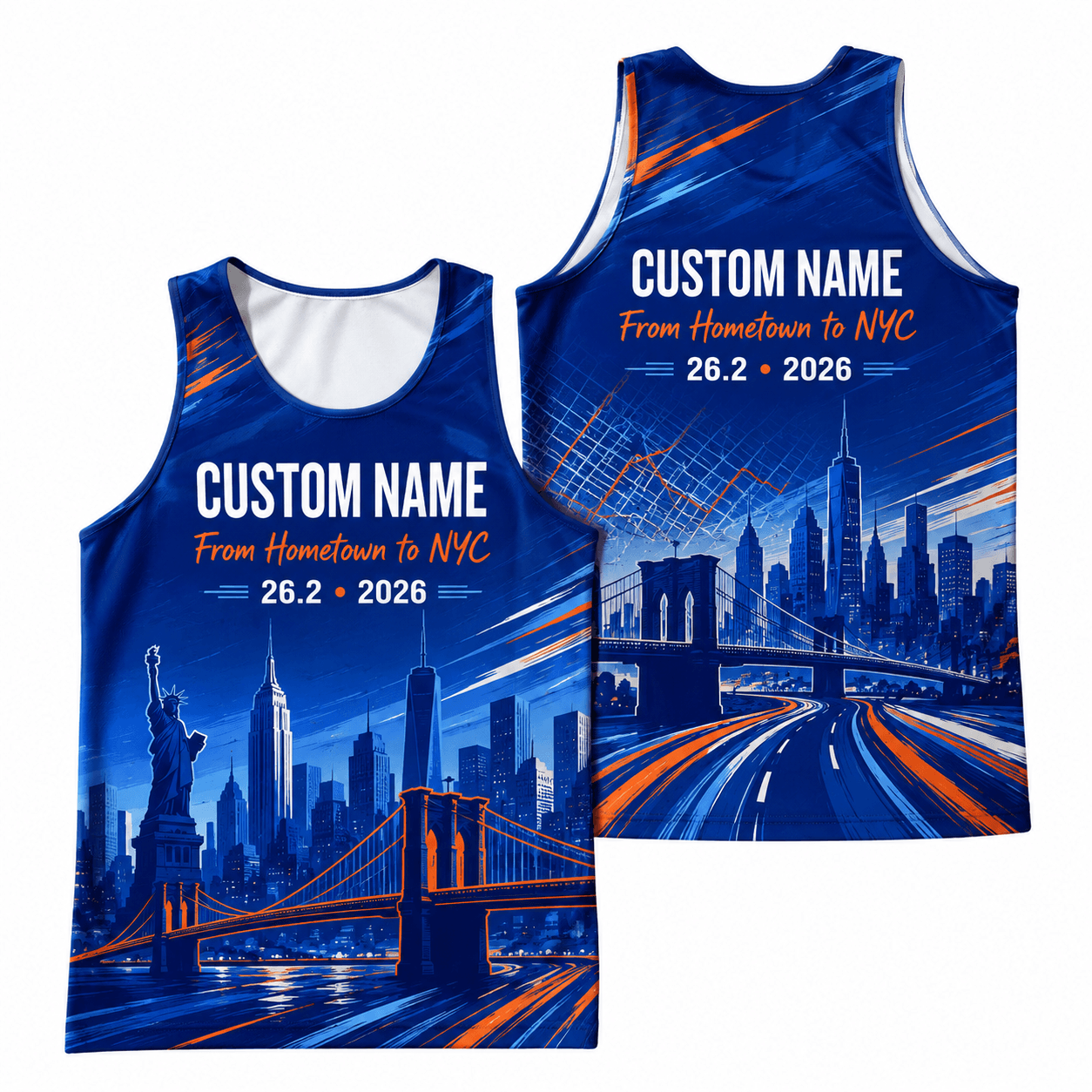 New York Running Tank Top Custom Name Hometown 2026 NYC Running Singlet for Men and Women