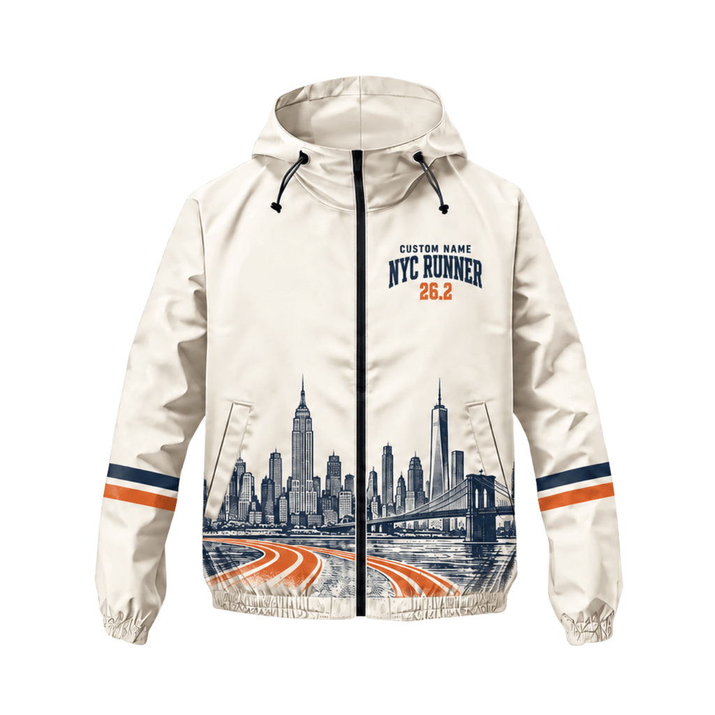 New York Running Windbreaker Jacket Custom Name NYC Runner 26.2 Running Jacket for Men and Women