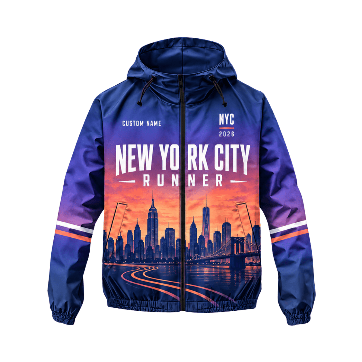 New York Running Windbreaker Jacket Custom Name Twilight NYC Running Jacket for Men and Women