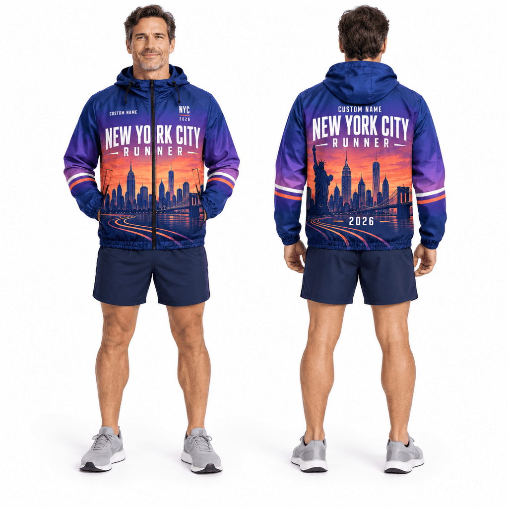 New York Running Windbreaker Jacket Custom Name Twilight NYC Running Jacket for Men and Women