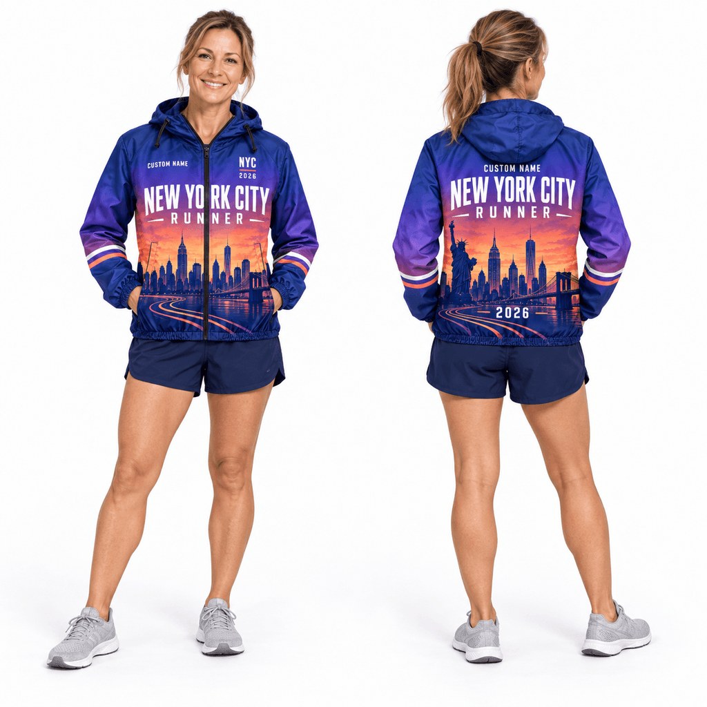 New York Running Windbreaker Jacket Custom Name Twilight NYC Running Jacket for Men and Women