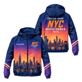 New York Running Windbreaker Jacket Personalized Sunset NYC Marathoner Running Jacket for Men and Women