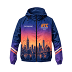 New York Running Windbreaker Jacket Personalized Sunset NYC Marathoner Running Jacket for Men and Women