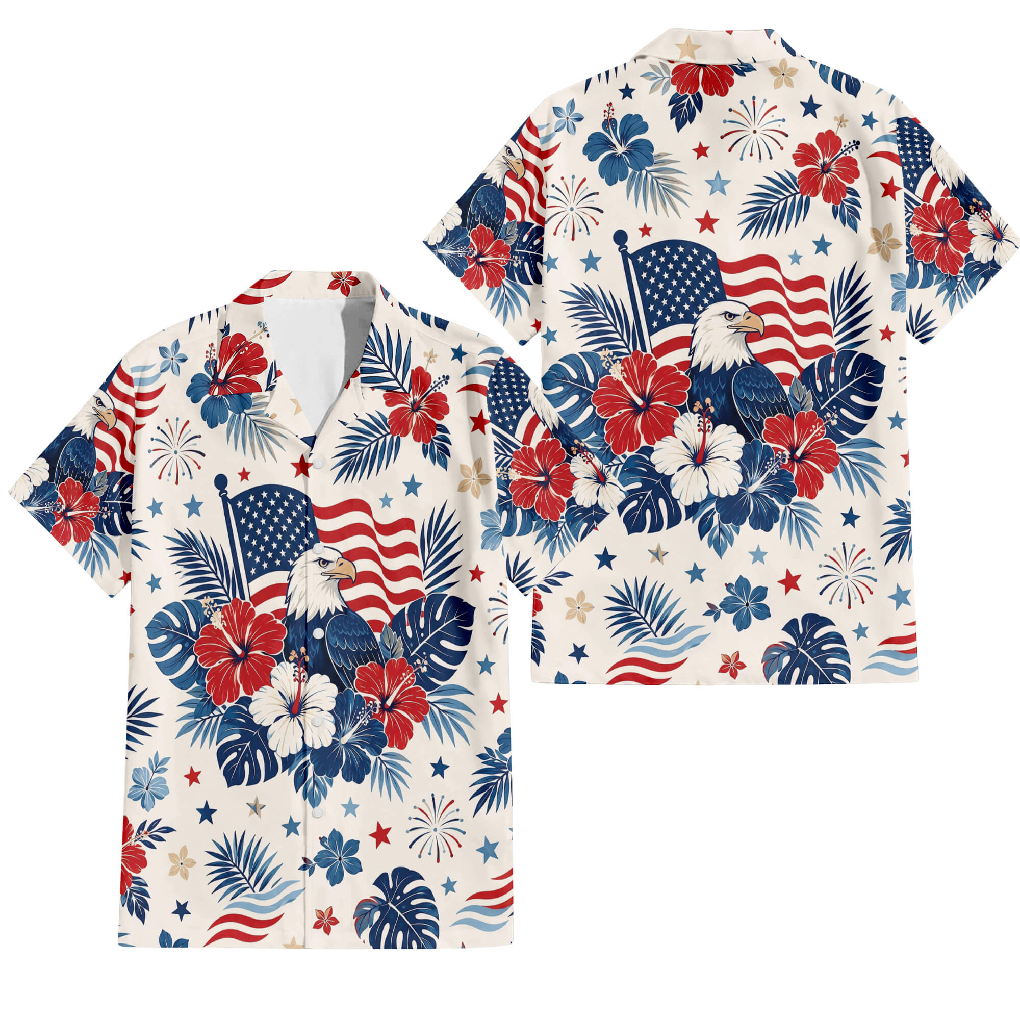 Patriotic Hawaiian Shirt - American Eagle Flag Aloha Shirt