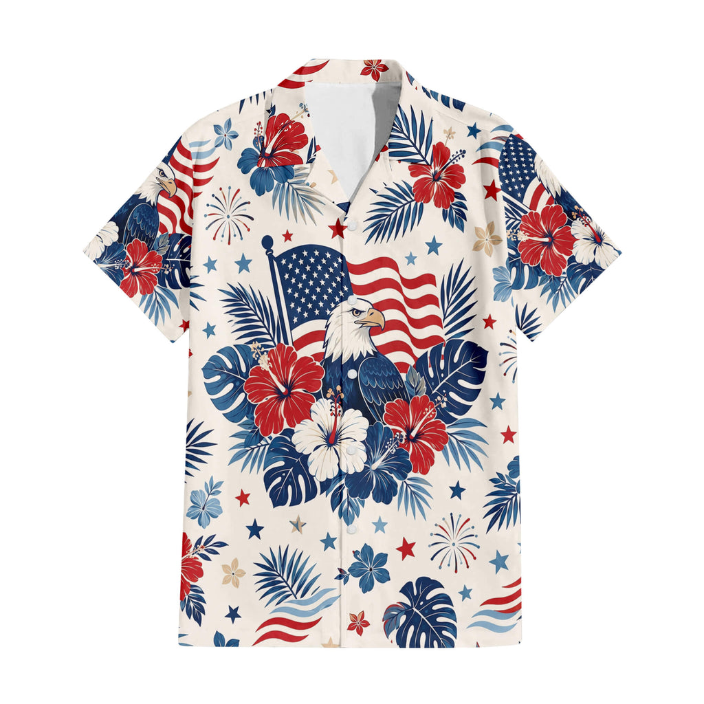 Patriotic Hawaiian Shirt - American Eagle Flag Aloha Shirt