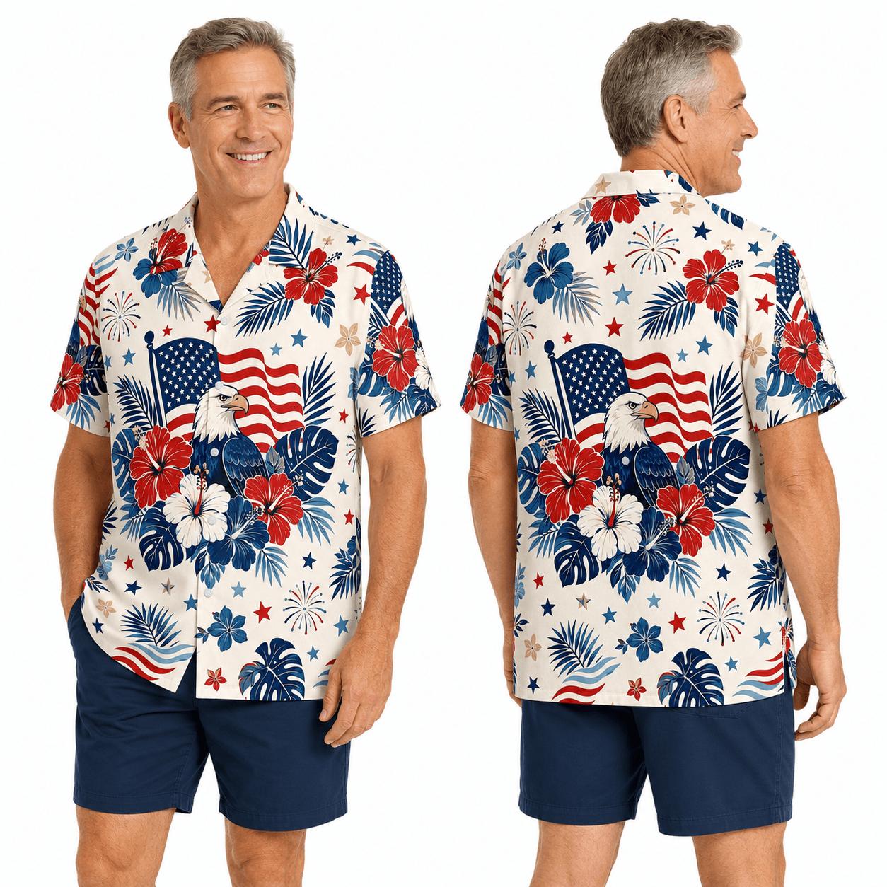 Patriotic Hawaiian Shirt - American Eagle Flag Aloha Shirt