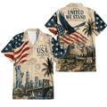 Patriotic Hawaiian Shirt - Retro USA Aloha Shirt
