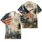 Patriotic Hawaiian Shirt - Retro USA Aloha Shirt