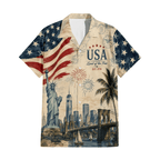 Patriotic Hawaiian Shirt - Retro USA Aloha Shirt