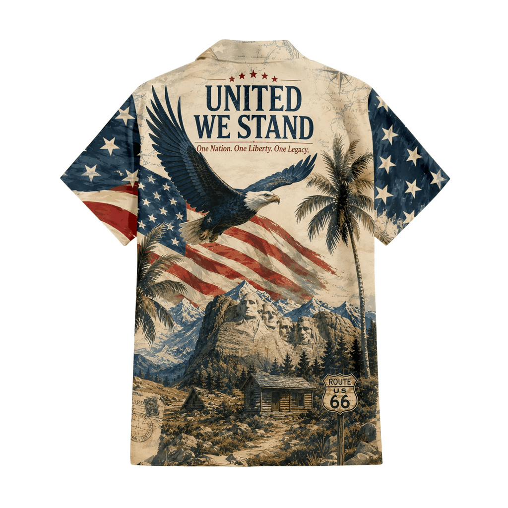 Patriotic Hawaiian Shirt - Retro USA Aloha Shirt
