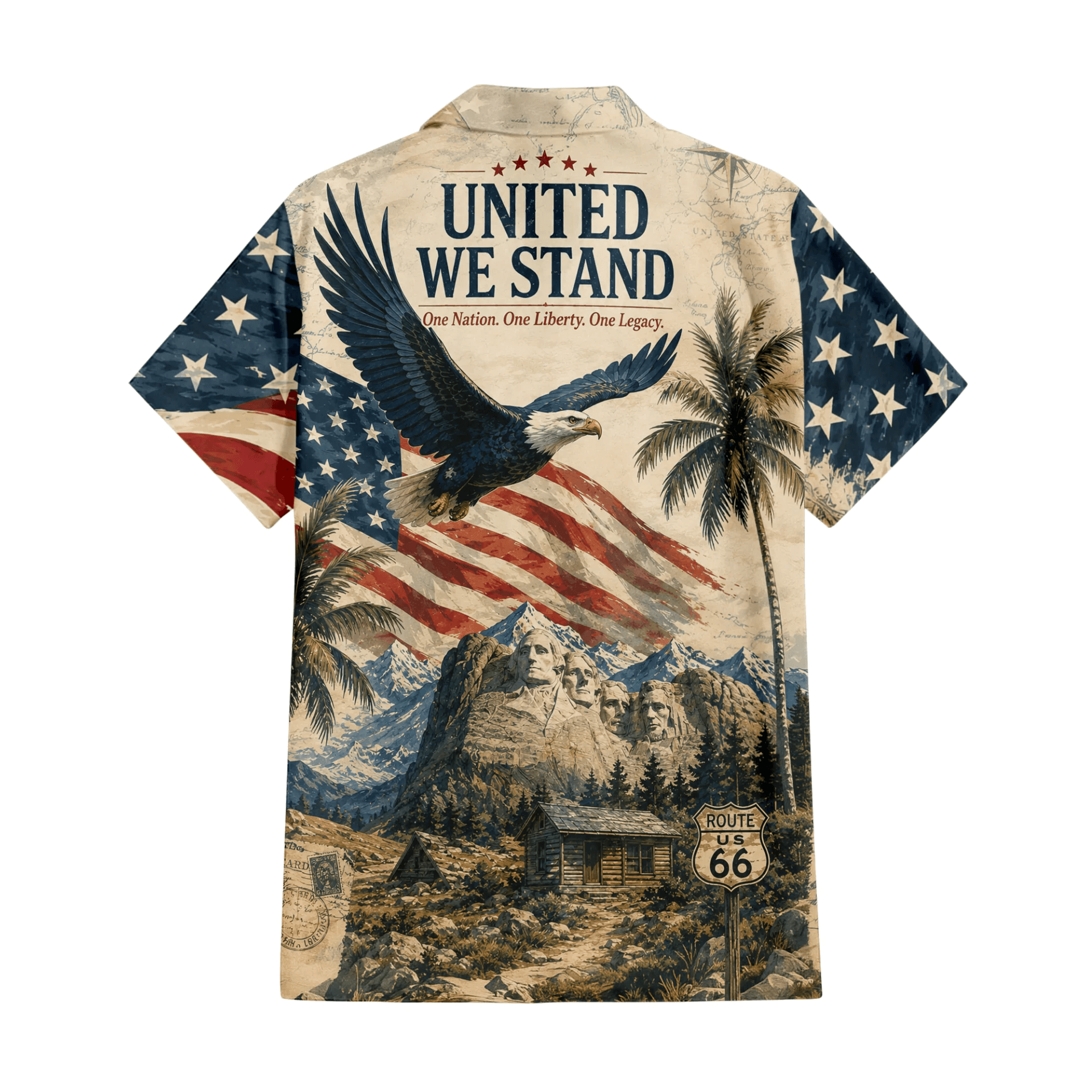 Patriotic Hawaiian Shirt - Retro USA Aloha Shirt
