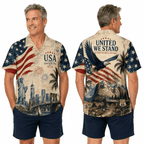 Patriotic Hawaiian Shirt - Retro USA Aloha Shirt