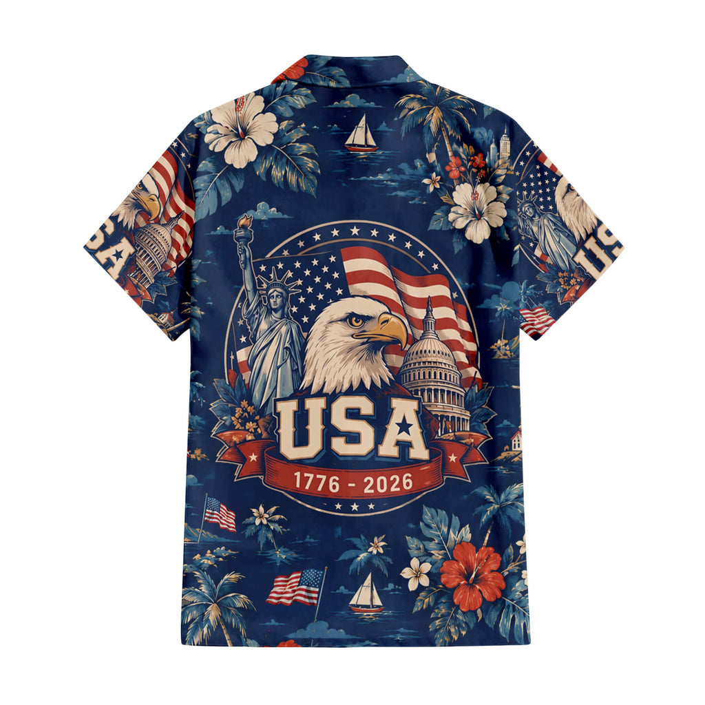 Patriotic Hawaiian Shirt - USA 1776 2026 Flag Aloha Shirt