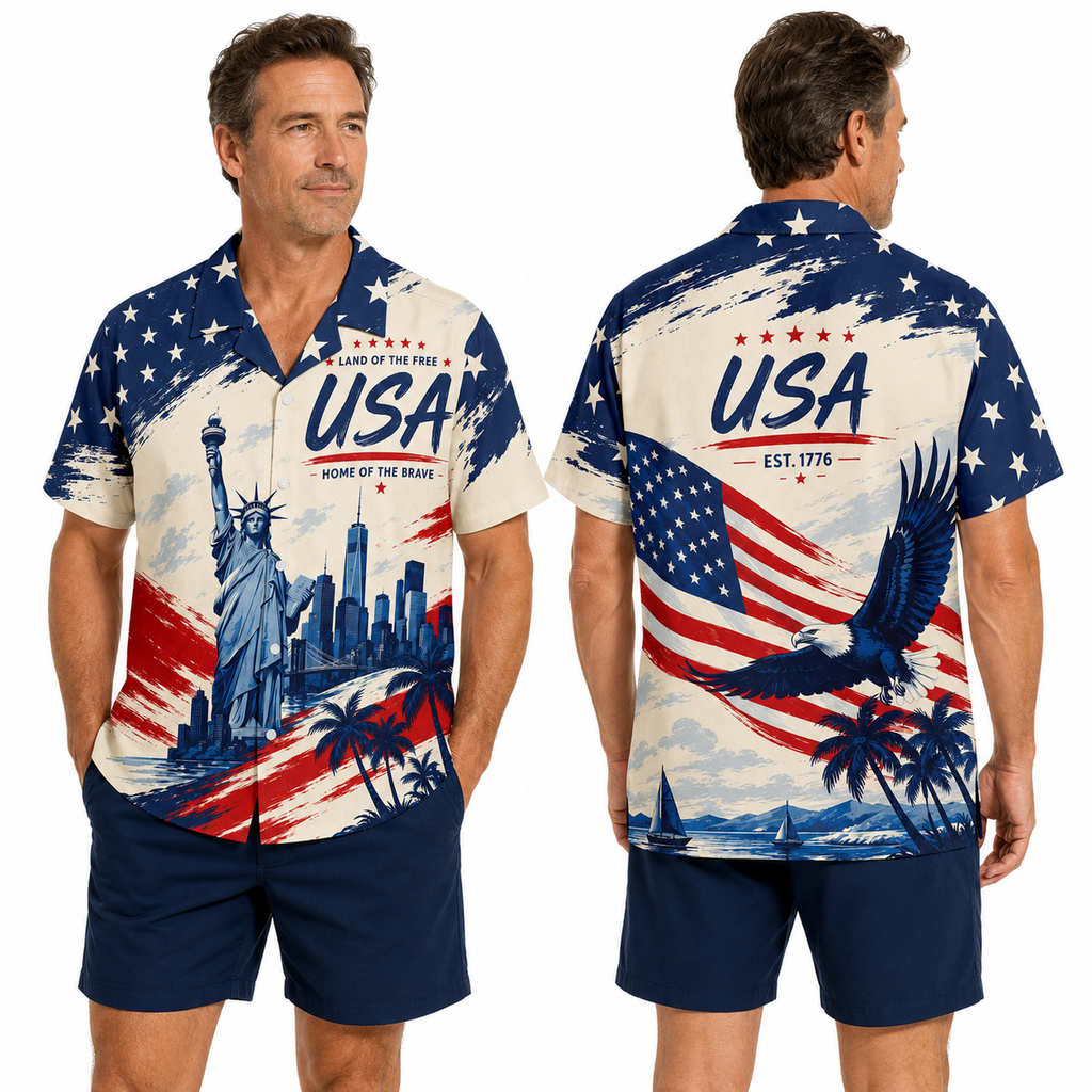 Patriotic Hawaiian Shirt - USA 1776 Aloha Shirt