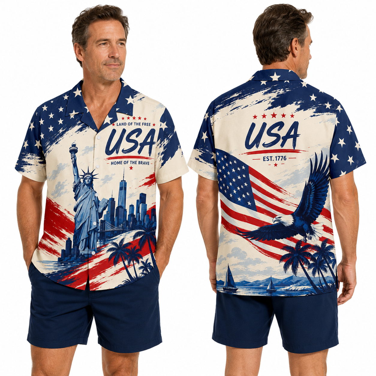 Patriotic Hawaiian Shirt - USA 1776 Aloha Shirt