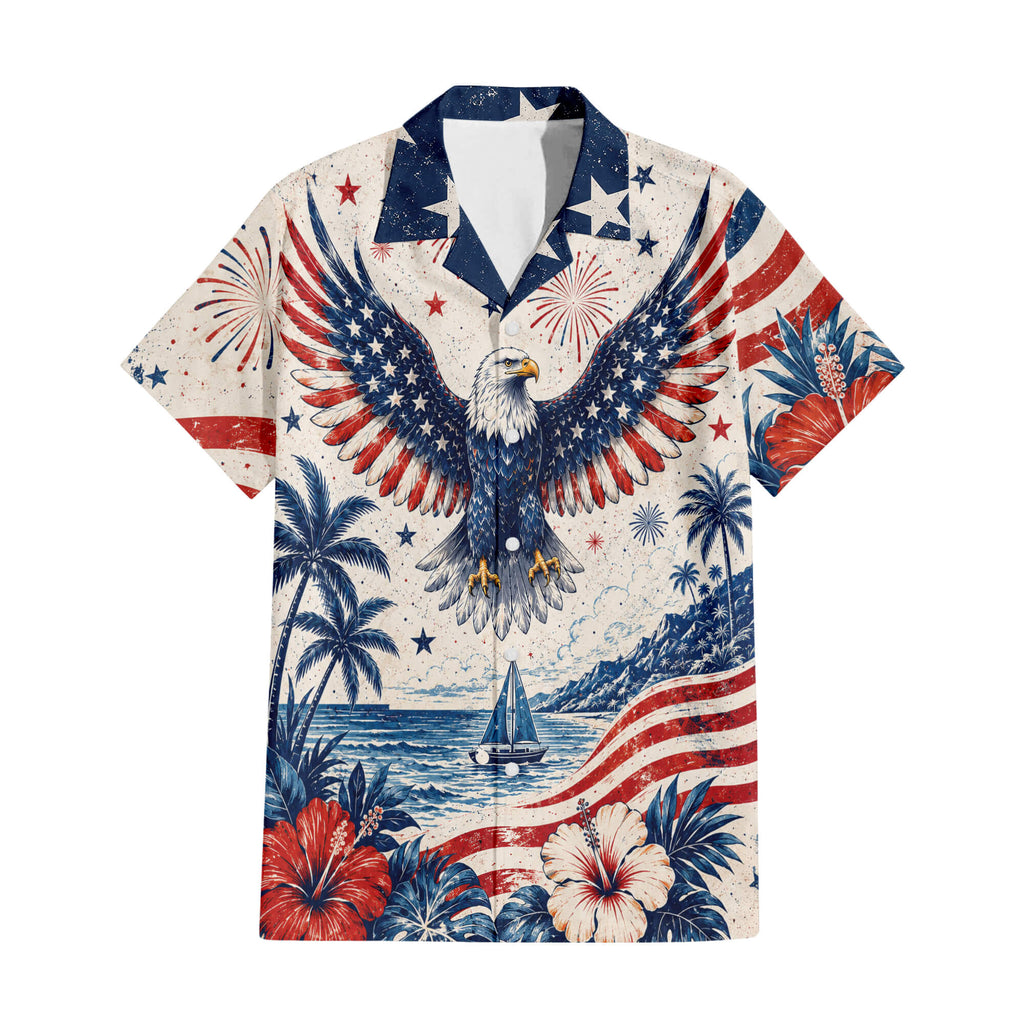 Patriotic Hawaiian Shirt - USA Eagle Aloha Shirt