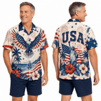 Patriotic Hawaiian Shirt - USA Eagle Aloha Shirt