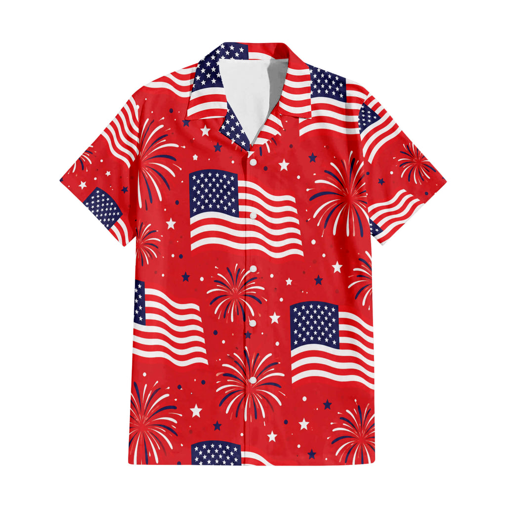 Patriotic Hawaiian Shirt - USA Firework Aloha Shirt